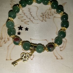 Green Strawberry Quartz Crystal Bracelet